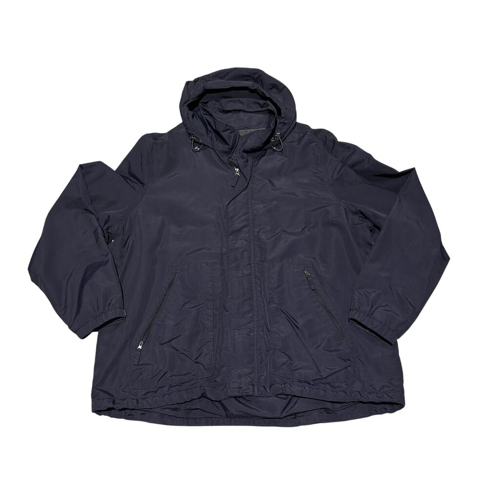 Lands' End Men's Navy Blue Full Zip Hooded Lined Jacket - Size XL